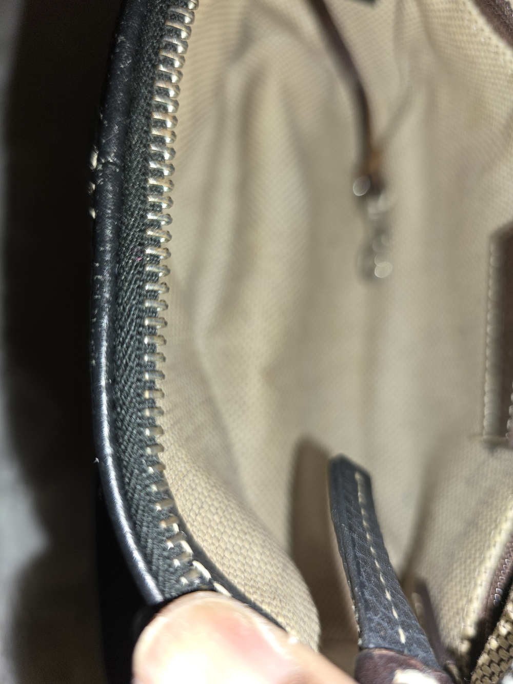 Dooney & Burke Classic Black Leather Shoulder Bag with Brown Accents - Picture 7 of 7